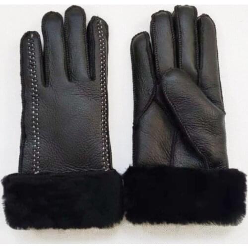 Super Warm Winter Gloves for Women Outdoor Cycling Sheep Leather Gloves Ladies Sheepskin Genuine Fur Guantes Mitten Full Fingers