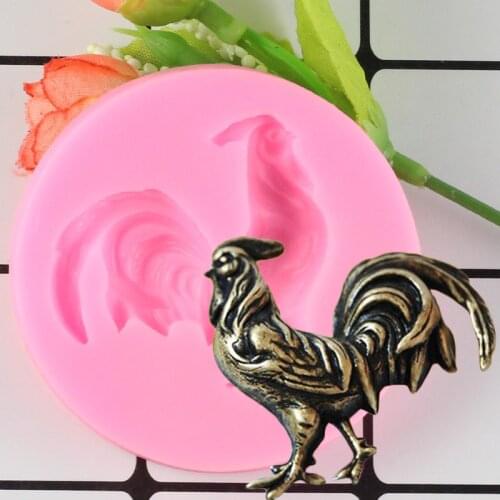 Cock Chicken Shape Fondant Silicone Mold Polymer Clay Moulds Sugarpaste Candy Chocolate Gumpaste Molds Cake Decorating Tools