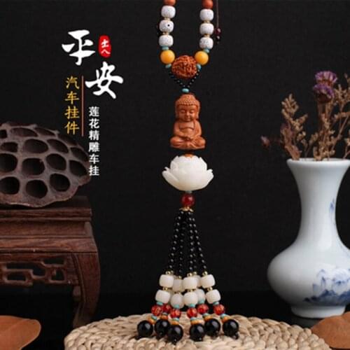 Car pendant small Luohan rearview mirror car hanging three-dimensional carved Lotus car interior supplies