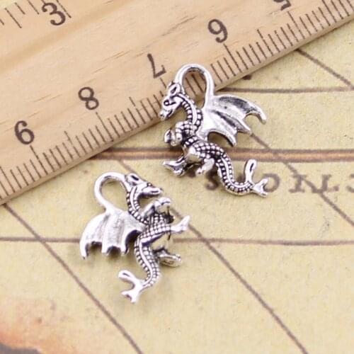 30pcs Charms Dragon 21x14mm Tibetan Silver Pendants Crafts Making Findings Handmade Antique DIY Jewelry