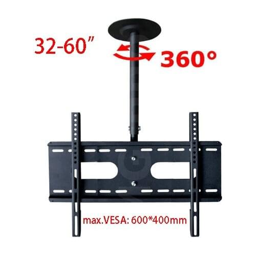 360 Degree 60-2000mm Height Adjustable 32"-60" Ceiling TV Mount Bracket LED LCD Monitor Holder Max. VESA 600x400mm Loading 25kgs