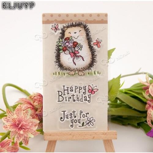 KLJUYP Hedgehog Transparent Clear Silicone Stamp/Seal for DIY scrapbooking/photo album Decorative clear stamp sheets