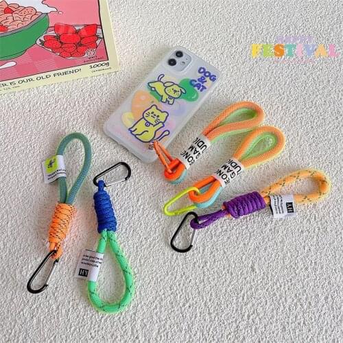 Hand Wrist Lanyard Strap String for iPhone Fashionable Fluorescent Color Multifunctional Keys Keychains ID Name Tag Badge Holder