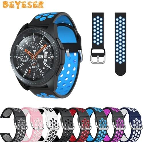 Sport Silicone Watch Strap High quality For Samsung Gear S3 22mm Smart Watch band replacement Double Color Round Hole wristband