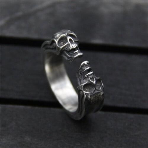 SA SILVERAGE Retro Skull Head Ring for Men and Women Jewelry Luxury Unisex Ring Retro Personal Jewelry S925 Sterling Silver