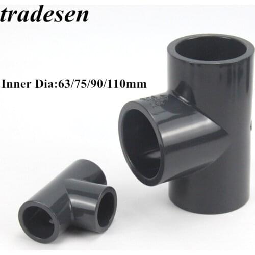 1pcs Inner Dia 63/75/90/110mm PVC Tee Connector Aquarium Fish Tank Tube DIY Tools Garden Water Connectors UPVC Pipe connects