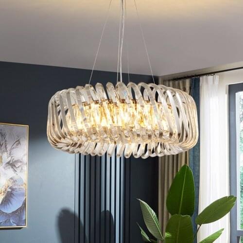 Modern light luxury living room bedroom stainless steel lamps atmospheric simple villa round crystal Pendant Lights LX111011