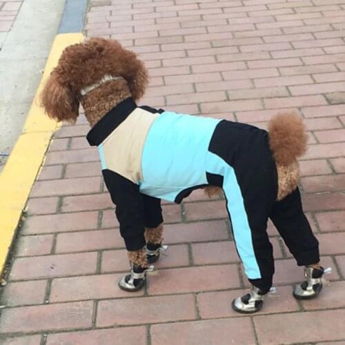 Pet Dog Jumpsuit Thin 100%Cotton Puppy Clothes Blue Black Splicing Overalls Long Sleeve Pajamas For Small Dogs Poodle Sweatshirt