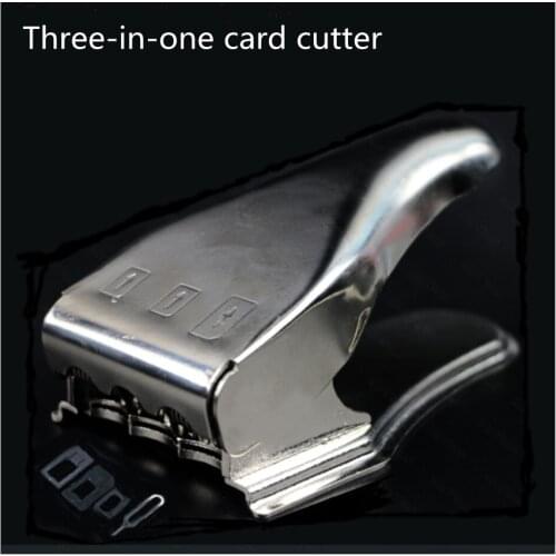 Three-in-one aluminum alloy Nano/Standard/Micro SIM card cutter, cut three different cards, convenient, fast and easy to use
