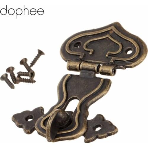 63x47mm Vintage Antique Brass Hasps Decorative Jewelry Gift Wooden Box Hasp Retro Suitcase Latch Hook With Screws Hardware