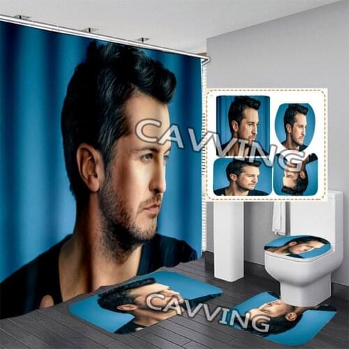 CAVVING 3D Print Luke Bryan Shower Curtain Waterproof Bathroom Curtain Anti-slip Bath Mat Set Toilet Rugs Carpet Home Decor K02