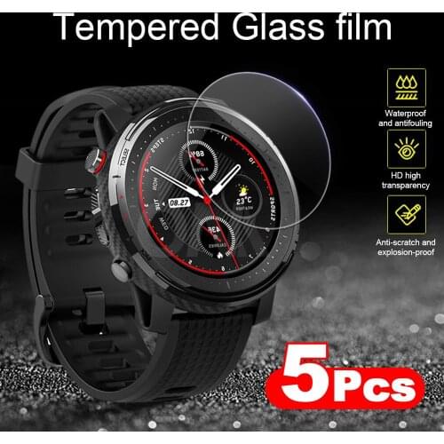 5 Pieces 9H Premium Tempered Glass For Amazfit Stratos 3 Smartwatch Screen Protector Huami Amazfit Stratos 3 Film Accessories