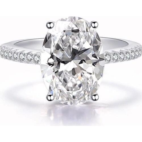 Charm Female Big White Crystal Stone Ring Luxury Silver Color Wedding Rings For Women Vintage Bridal Engagement Jewelry