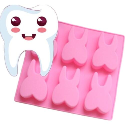 Teeth Chocolate Fondant Cake Decoration Tools Pudding Mould Cake Mold 3D Tooth Shaped Silicone Cute 6-hole Molds Jelly K568