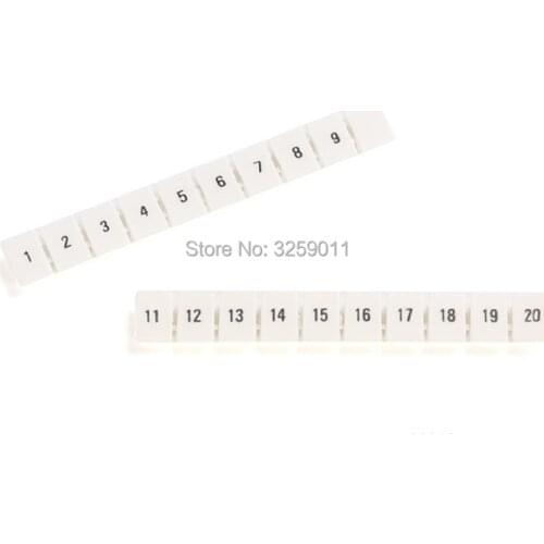 10PCS ZB5 Numbers Strip Markers for Rail Mounted Terminal Blocks UK3N White plastic