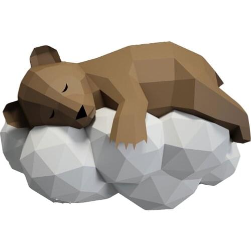 3D DIY little bear sleeping on the cloud Paper Model Papercraft Wall Decoration Puzzles Educational DIY Kids Toys Birthday Gift