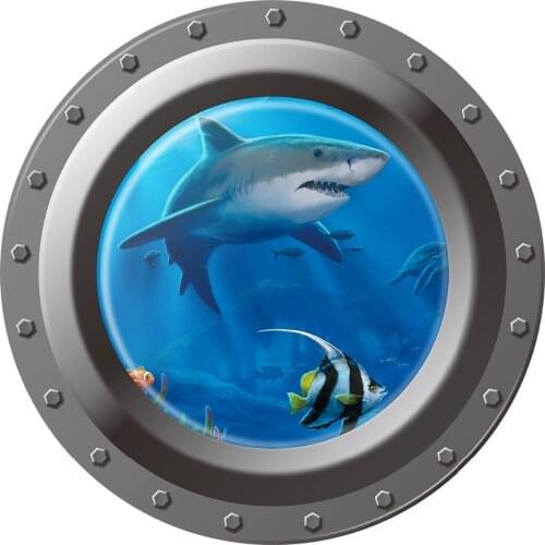 3d Ocean View window Submarine Wall Sticker Decals Porthole Graphics Sea Portal Peel stick Sea Cruise Wall Art kids Room Decor