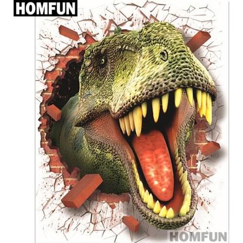 HOMFUN Full Square/Round Drill 5D DIY Diamond Painting "Animal Dinosaur" Embroidery Cross Stitch 5D Home Decor Gift A01639