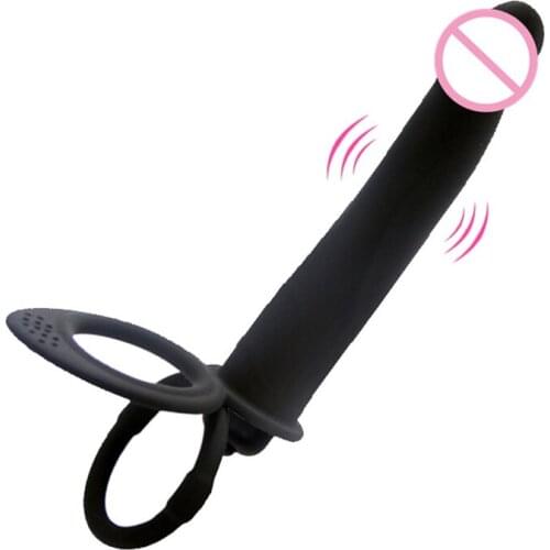 Dingye new 10 Speed Vibrating Double Penetration Strapon Anal Dildo Silicone Strap On Penis Anal Plug Sex Products Adult Sex Toy