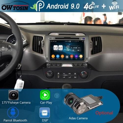 8" IPS 1280*720 8Core 4G RAM+64G ROM Android 9.0 Car DVD Player For KIA Sportage R 2010-2016 DSP Radio GPS Parrot BT Adas
