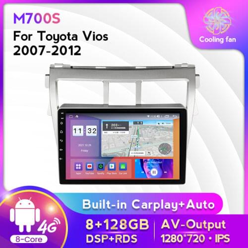 MEKEDE M600 Android Car Navigation GPS for Toyota Vios Yaris 2007 2008 2009 2010 2011 2012 6G RAM 128G ROM IPS Screen DSP BT
