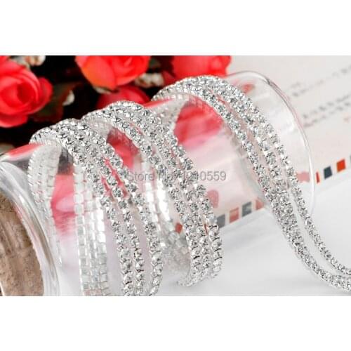Free Shipping 5 Meters Single Row Silver Back Close Crystal Rhinestone Cup Chain 3mm