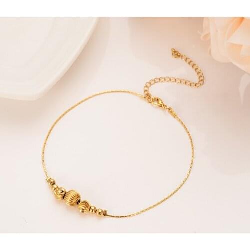 21cm cute girls Bangle Women Gold Round Beads Bracelets Jewelry African Hand Chain anklet kids party jewelry Christmas gift