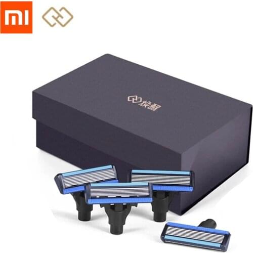 Xiaomi Huanxin Men Razor 4 in 1 Set 5 Blades 4pc 4 Shaver Head Magnetic Replace Clip Best Gift for Man (Replacement Head Only)