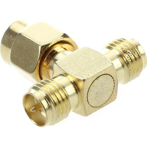 Drop shipping 2 Pcs RP SMA Male to Two RP SMA Female Triple T RF Adapter Connector 3 way Splitter