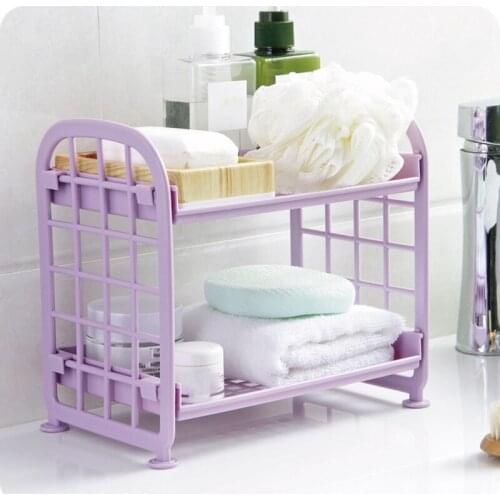 Double-Layer Hollow Shelf Plastic Cosmetic Desktop Finishing Storage Rack Bathroom Accessories Storage Rack