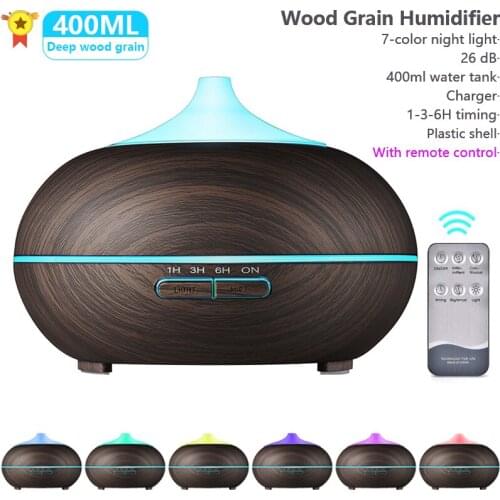 Electric Humidifier Essential Aroma Oil Diffuser Ultrasonic Wood Grain Air Humidifier Mini Mist Maker LED Light For Home Office