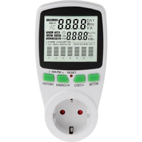 AC Power Meters 220v digital wattmeter eu energy meter watt monitor electricity cost diagram Measuring socket analyzer