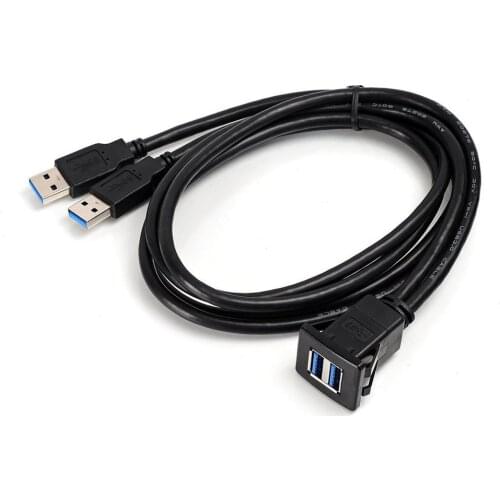 1M/2M Socket Cable USB 3.0 Auto Car Flush Mount Male to Female Extension Cord Dashboard Panel Square Audio Line for Motorcycle