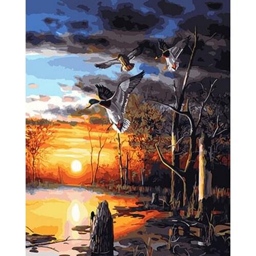 Frameless picture oil painting by numbers wall decor diy painting on canvas for home decor 4050 sunset