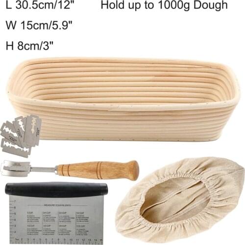 12inch Bread Proofing Basket Set Bread Mold Bread Sourdough Bannetons Proofing Basket Bortforms Dough Scraper Lame For Baking