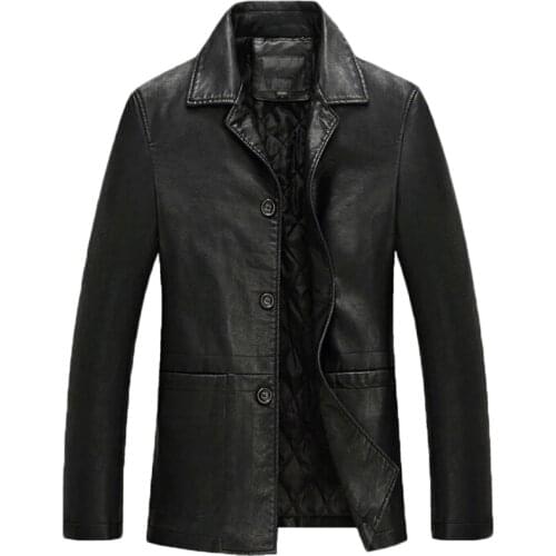 Leather Jacket Men Soft PU Leather Jackets Male Casual Coats Man Turn Down Collar Thick Parkas Plus Size 4XL Casaco Masculino