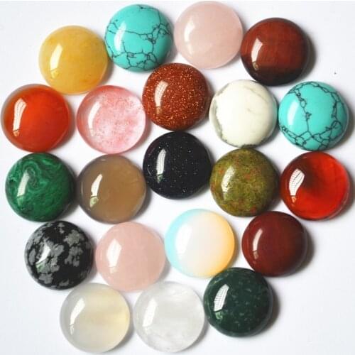 2018 Best Selling Nature Stone Cabochon Rings Surface Assorted Beads For Jewelry Beads Round CAB CABOCHN 16*16MM 50Pcs/lot