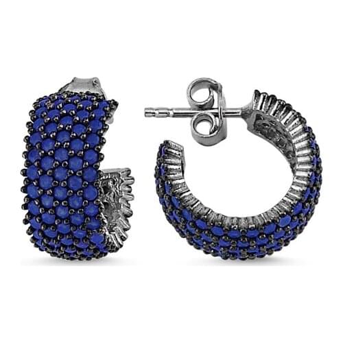 KUTAYDAN Rhodium Plated 5 Must Nano Gemstone Tamtur Earrings 925 Sterling Silver