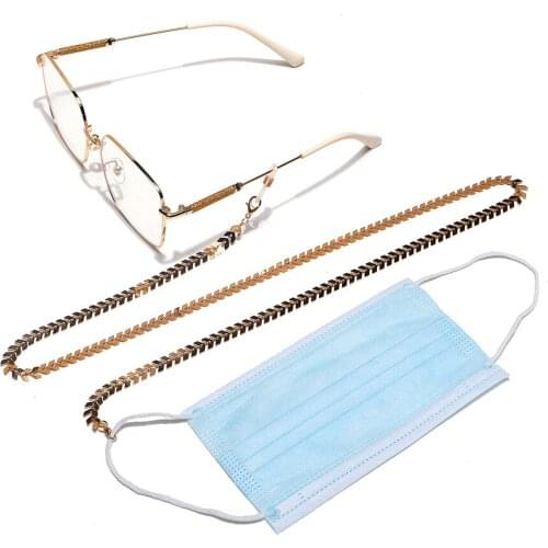 Eyeglass Sunglasses Neck String Cord Retainer Mask Eyewear Non Slip Lanyard Metal Leave Chain Link Holder Reading Glassess