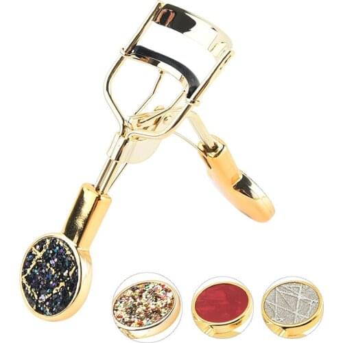 A4B-Gold-plated Glitter Eyelash Curler With Round Handle, Makeup Tool, Eyelash Curler, False Eyelash Aid