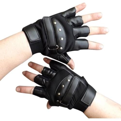 Hard Knuckles Motorcycle Fingerless Gloves Leather Protective Gear Motocross Motorbike Scooter Cycling Biker Racing Riding Gants