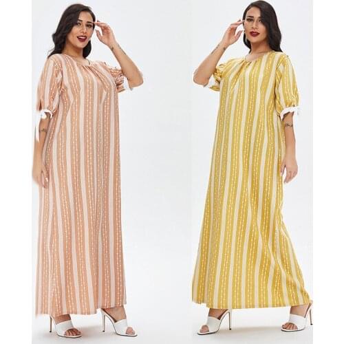 Muslim womens casual dress pajamas summer Arabian robe plus size womens dress casual middle east robe