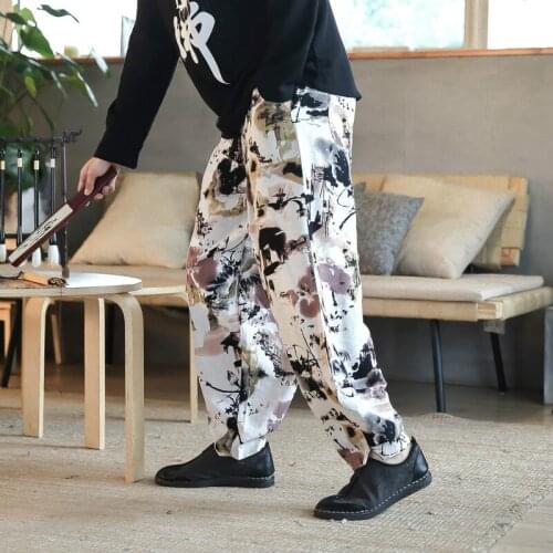 Men Harem Pants 2018 Mens Streetwear Cotton Flower Pants Male Hip Hop Harajuku Loose Fashions Trousers Plus Size