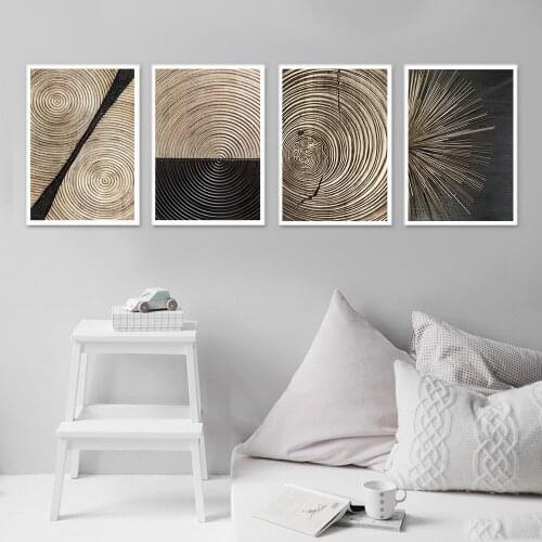 Retro Wood Color Circle Style Print Wall Art Canvas Painting Rediation Abstract Geometry Print Room Decoration Picture