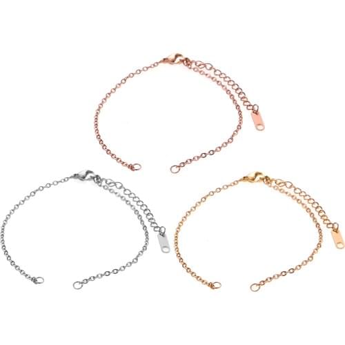WT-RWJ003 Wholesale Stainless Steel bracelet chain Adjustable size Bracelet DIY Accessories Gold Electroplated Semi-finished