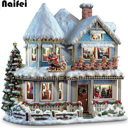 Full Round 5D diamond painting DIY diamond embroidery Christmas beautiful house Cross Stitch Rhinestone mosaic home decoration