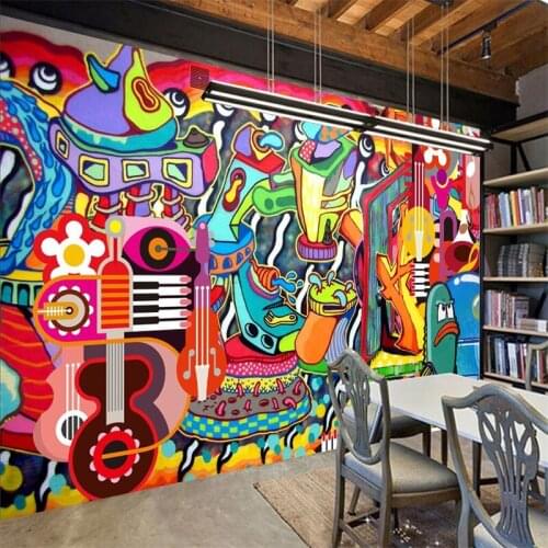 Graffiti painted the large mural 3D wallpaper TV backdrop living room bedroom wall painting three-dimensional 3D wallpaper
