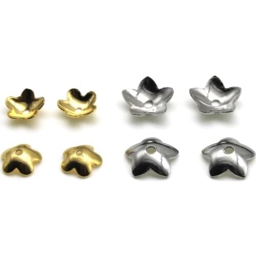 50pcs/lot 6mm 7mm Smooth Stainless Steel Filigree Spacer Bead Caps for Jewelry Making Findings End Caps DIY Accessories Supplies