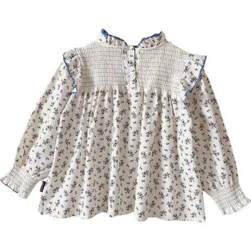Girls Shirt, Floral Long Sleeve Blouse Top for Vacation Holiday Birthday Party Photography 18M-8T
