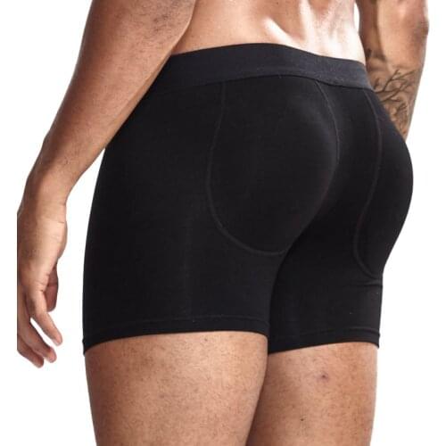 Sexy Butt Lifting/enhancement Performance Boxer Hip-up Enhancing Underwear with Breathable Removable Sponge Pad Cup Included